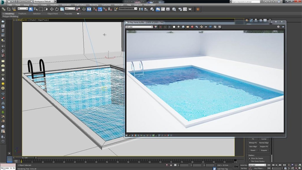 Cómo simular agua en una piscina con 3ds Max V-Ray | Ejezeta