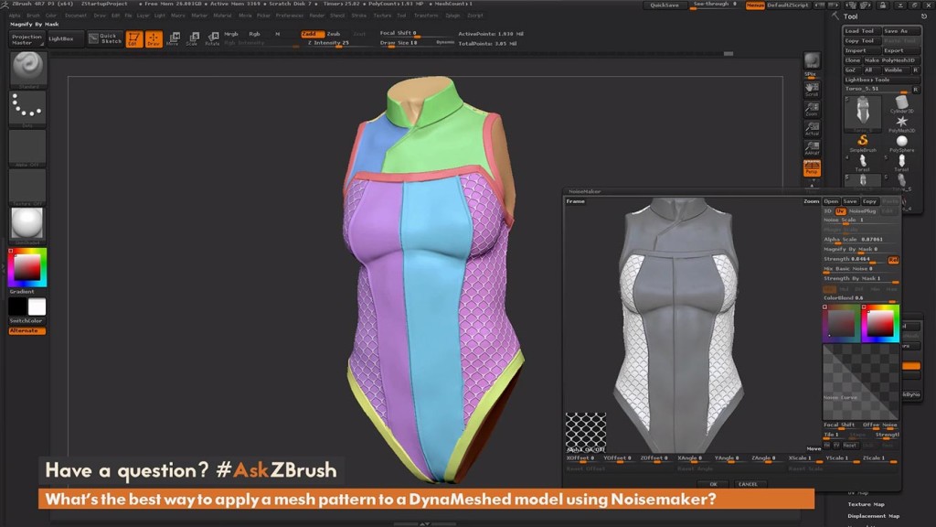 zbrush_tutorial_joseph_drust_how_to_apply_a_mesh_pattern_to_a_dynameshed_model_using_noisemaker