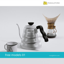 Modelos 3D Gratis CCVII | Café, Tetera y Tazón